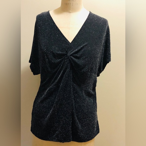 Maurices Shimmer Metallic Black Twist Front Blouse- Plus Size 2X - 🔥 2X40 - Picture 2 of 4